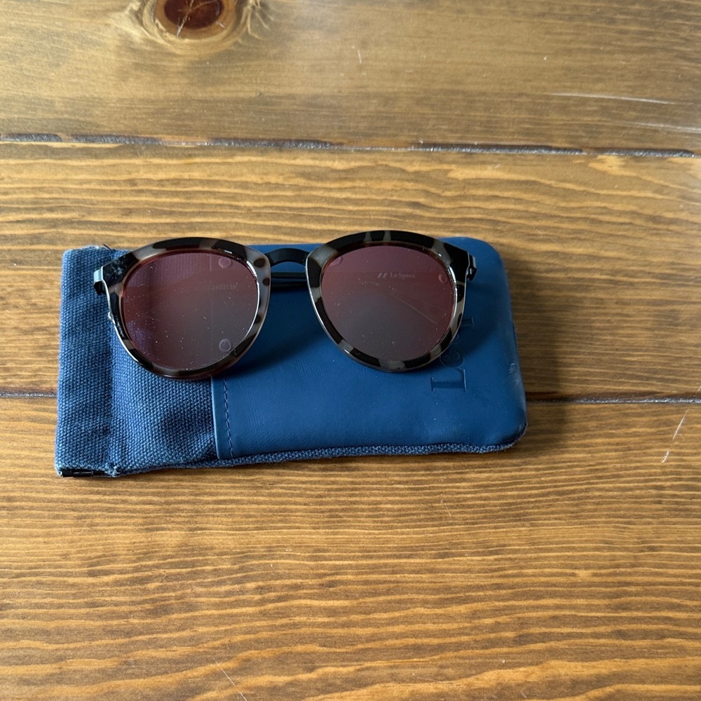 Le Spec Tortoise Shell Sunglasses with Rose Mirrored Lenses